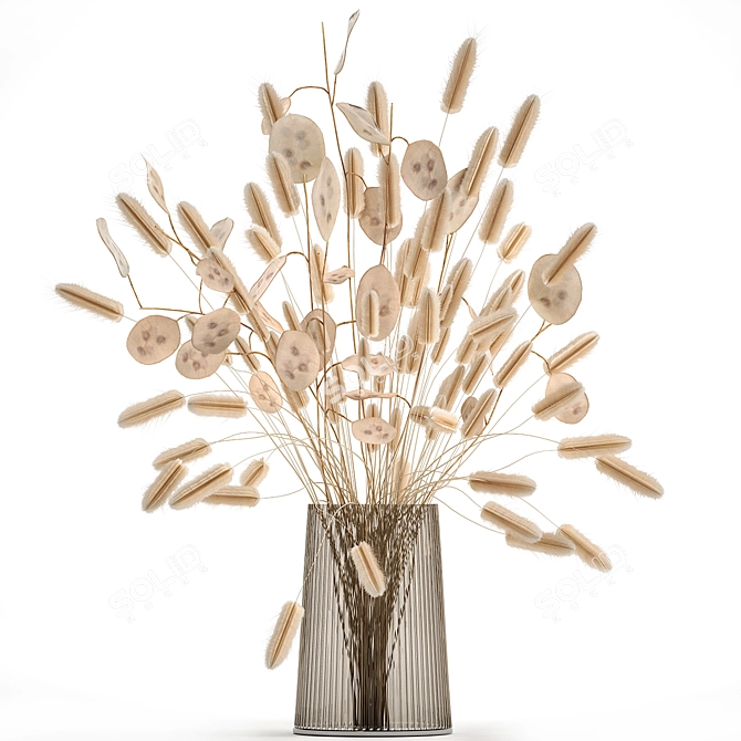 Natural Reed Bouquet in Vase 3D model image 1