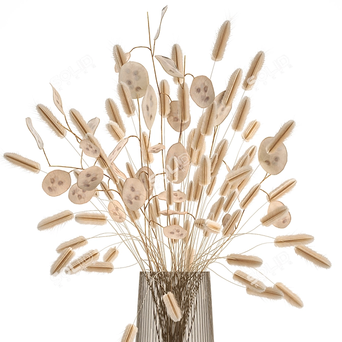 Natural Reed Bouquet in Vase 3D model image 2