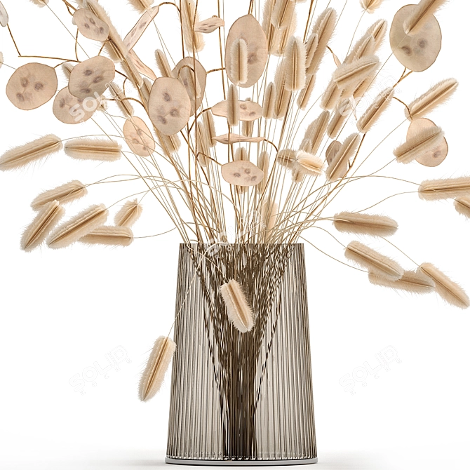 Natural Reed Bouquet in Vase 3D model image 3