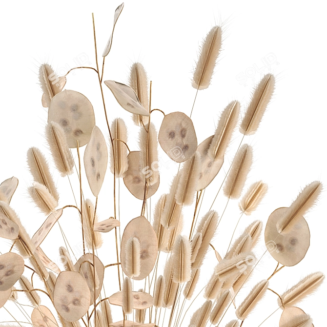 Natural Reed Bouquet in Vase 3D model image 5