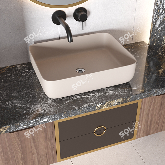 RPM-02 Bathroom Set: Sink, Mirror, Wardrobe, Shelf, Tile 3D model image 3
