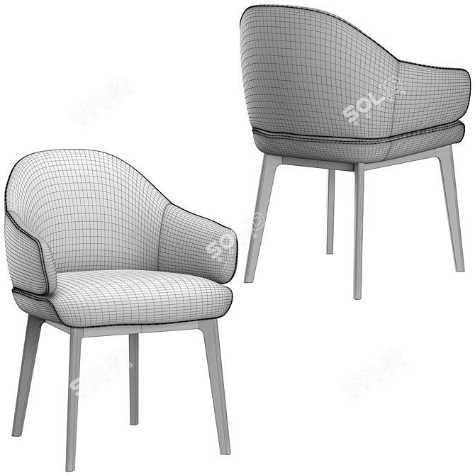 Erdee Carver Dining Chair: Stylish & Comfortable 3D model image 6