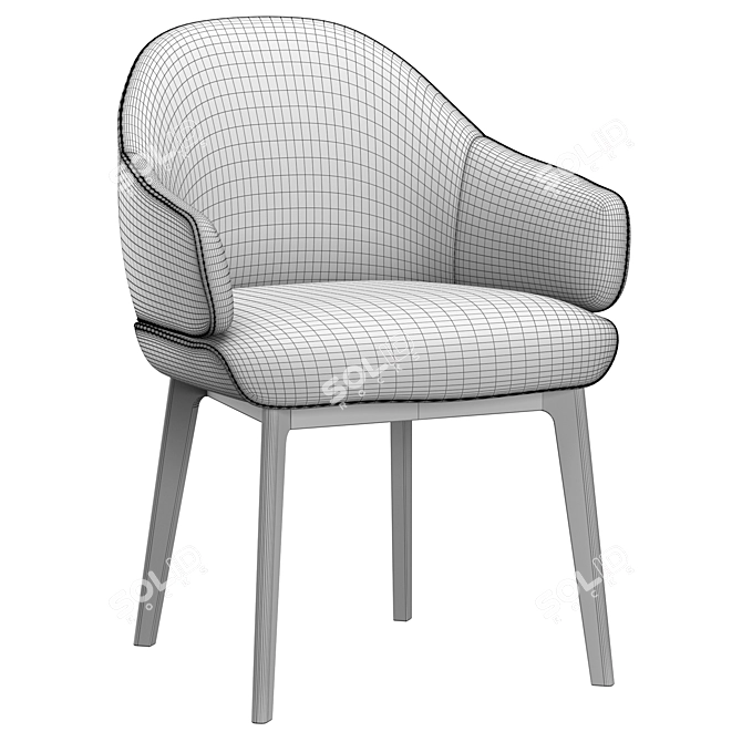 Erdee Carver Dining Chair: Stylish & Comfortable 3D model image 7