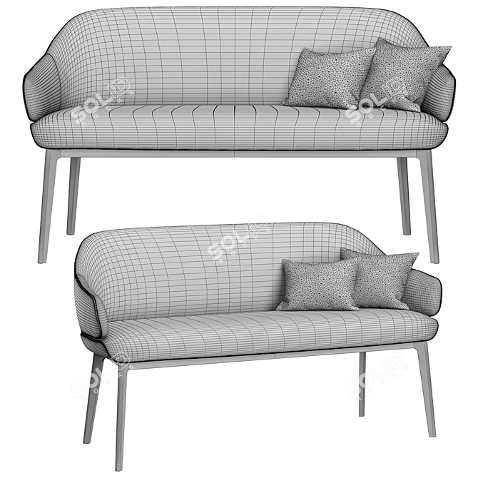 Erdee Dining Bench: Stylish and Modern 3D model image 2