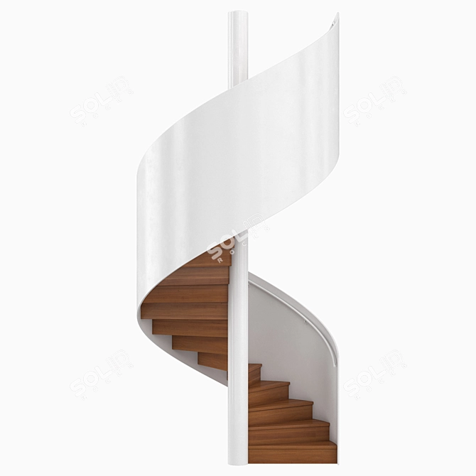 Sleek Metal and Glass Spiral Staircase 3D model image 1