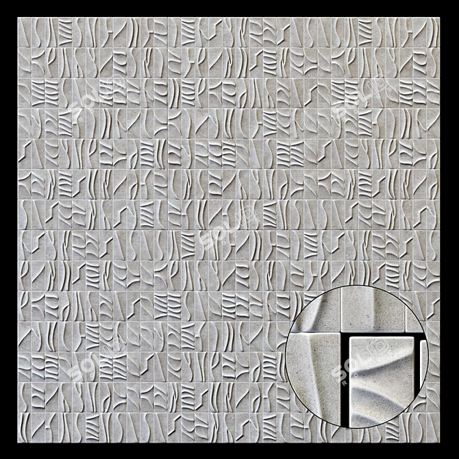 Curved Decor Tile Line 3D model image 2