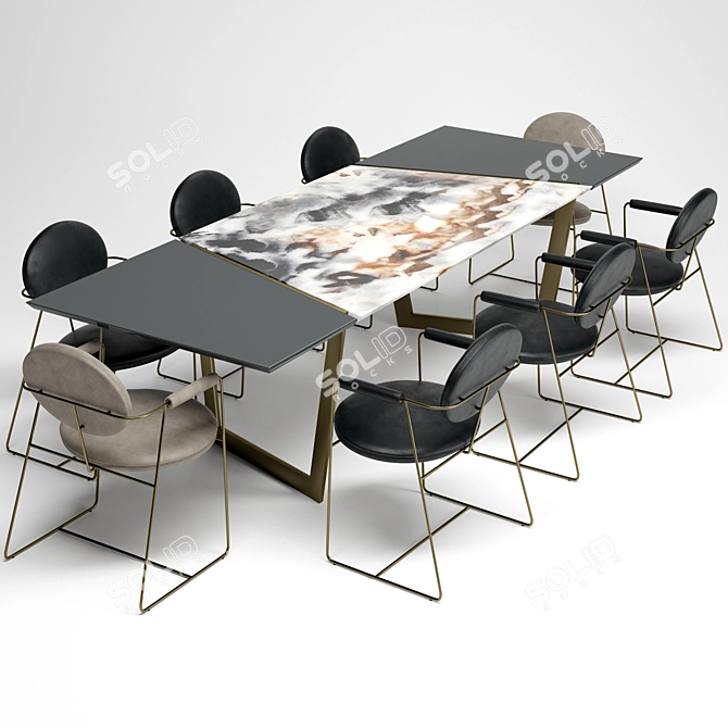 Elegant Baxter Dining Set 3D model image 4