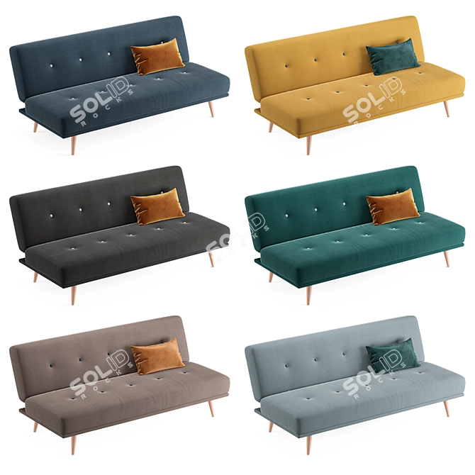 Vias Velvet Sofa Collection 3D model image 2