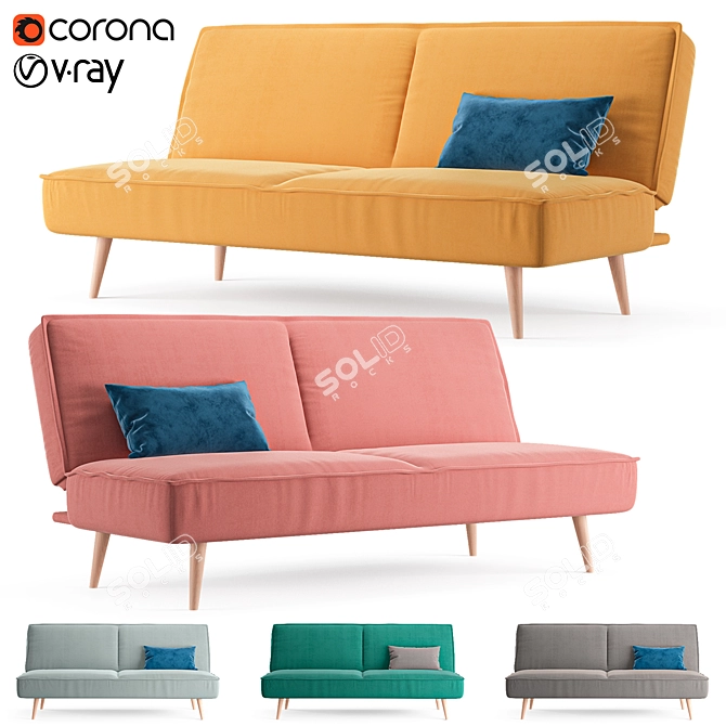 Velvet Divan Sofa by divan.ru 3D model image 1