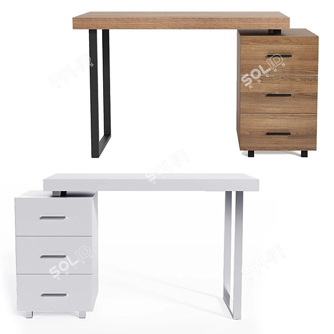 Ashby Desk: White & Chrome, Walnut & Black 3D model image 1