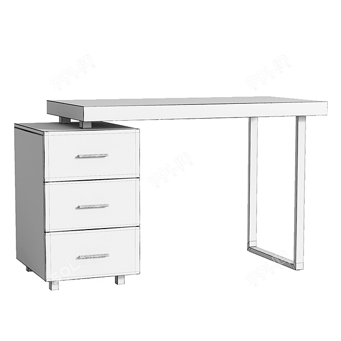 Ashby Desk: White & Chrome, Walnut & Black 3D model image 2