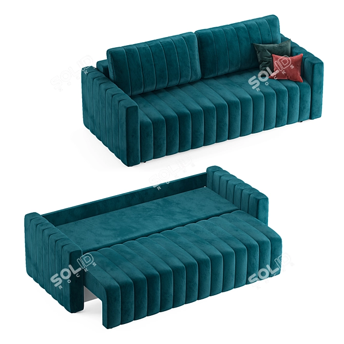 Elegant Velvet Sofa in Emerald 3D model image 3