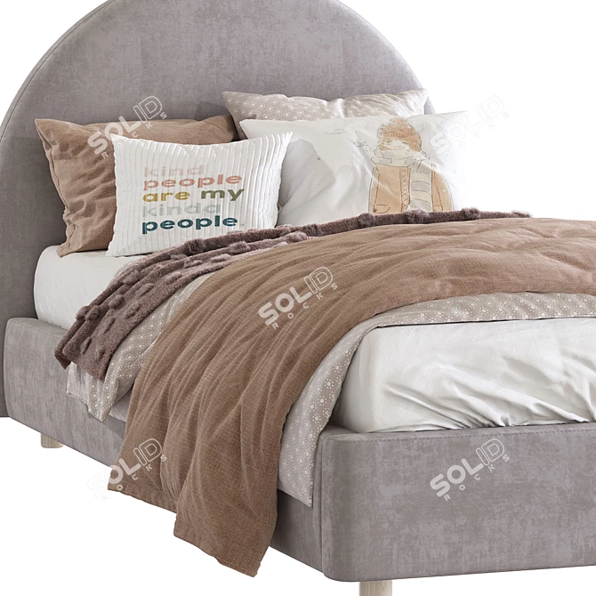 Soft Headboard Bed: Elegant and Comfortable 3D model image 4