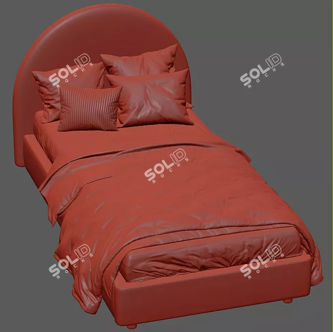 Soft Headboard Bed: Elegant and Comfortable 3D model image 7