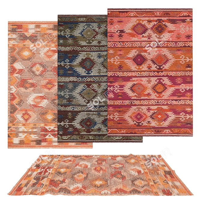 Versatile Rug Set: 6 Stunning Designs 3D model image 1