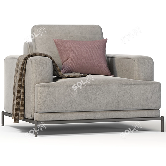 Title: Elegant Comfort: Modern One-Seater Sofa 3D model image 2