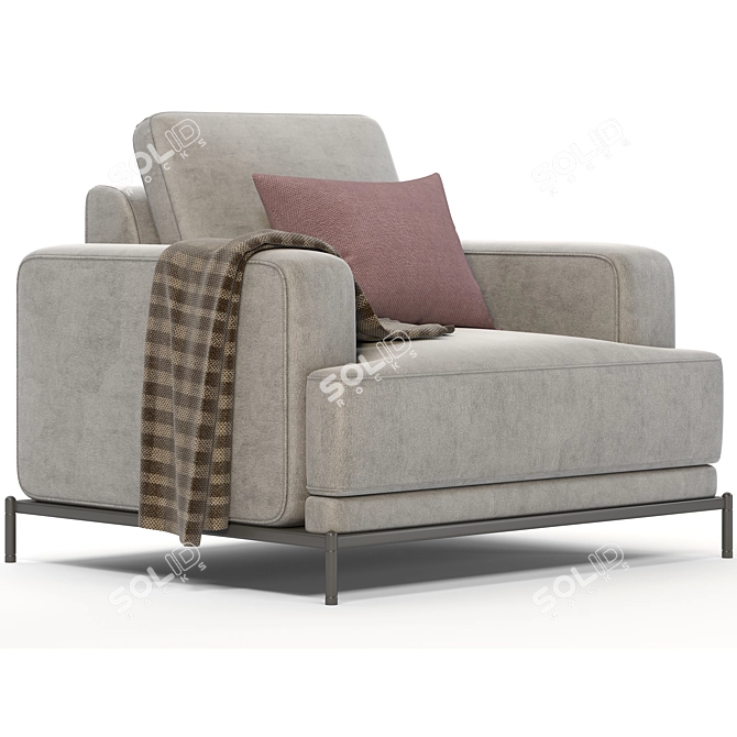 Title: Elegant Comfort: Modern One-Seater Sofa 3D model image 3