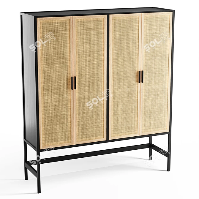 Fallon Mango Wood Cane Cabinet 3D model image 5