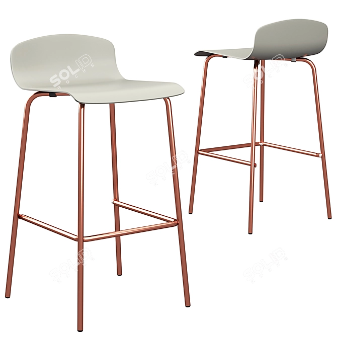 Syrus Grey Copper Bar Stools - Set of 2 3D model image 1