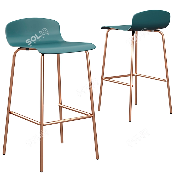 Syrus Grey Copper Bar Stools - Set of 2 3D model image 2