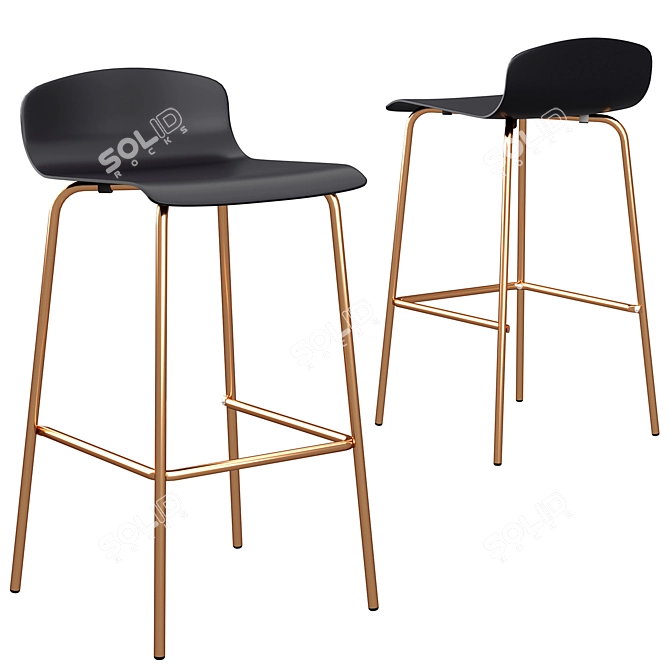 Syrus Grey Copper Bar Stools - Set of 2 3D model image 3