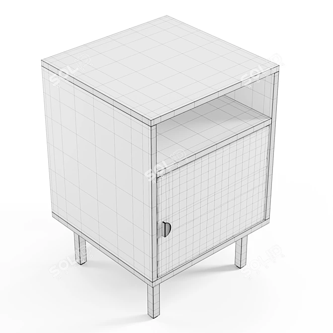 Minimalist Mid-Century Nightstand 3D model image 6