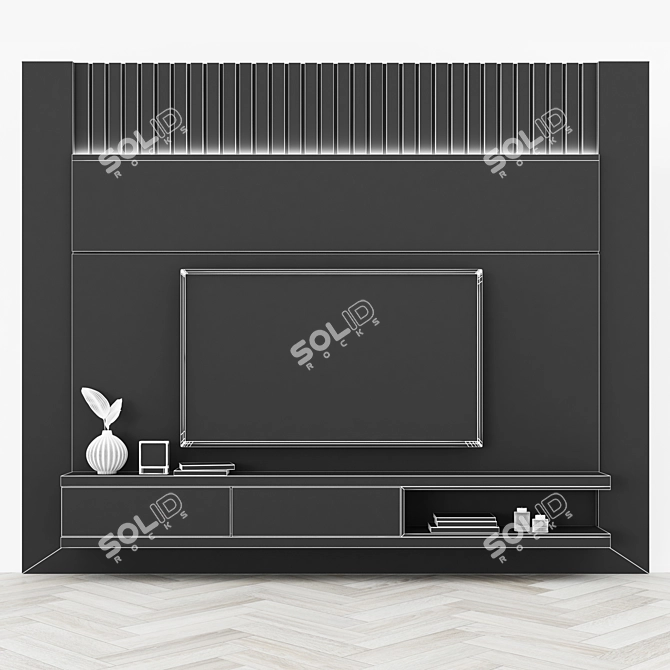 Sleek TV Wall Set with 65" Screen 3D model image 4