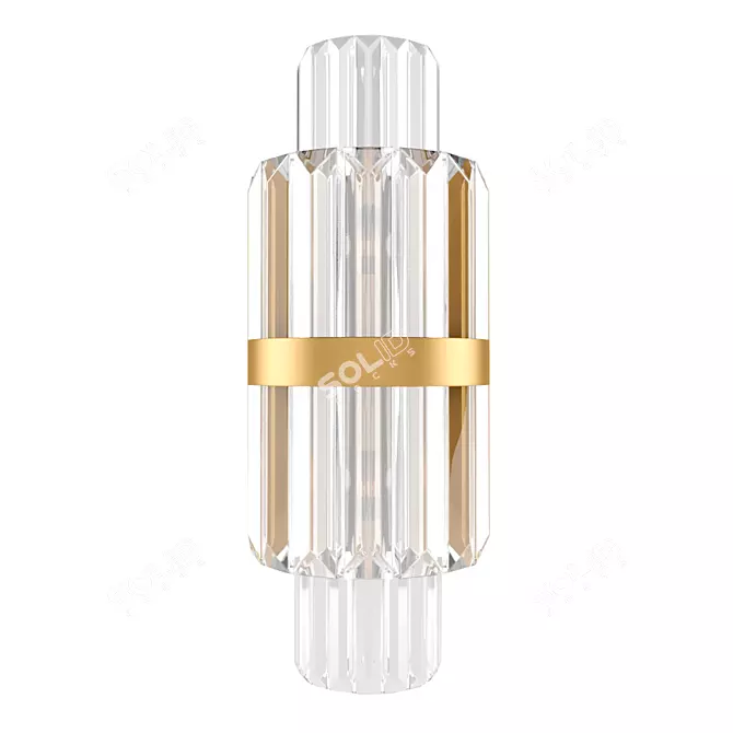 Luxurious Brass and Crystal Pendant 3D model image 1