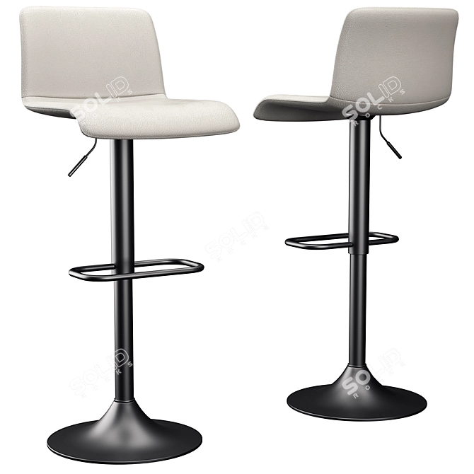 Modern Grey Adjustable Bar Stools 3D model image 1