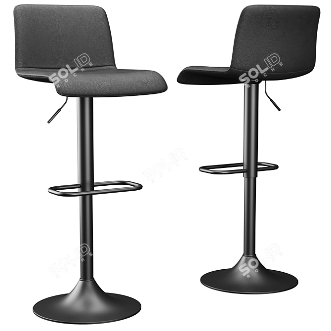 Modern Grey Adjustable Bar Stools 3D model image 2