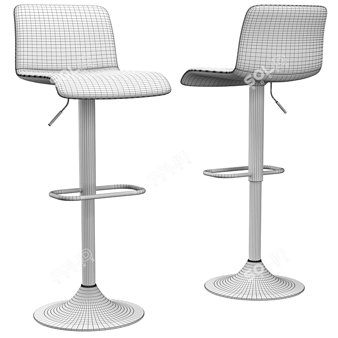 Modern Grey Adjustable Bar Stools 3D model image 3