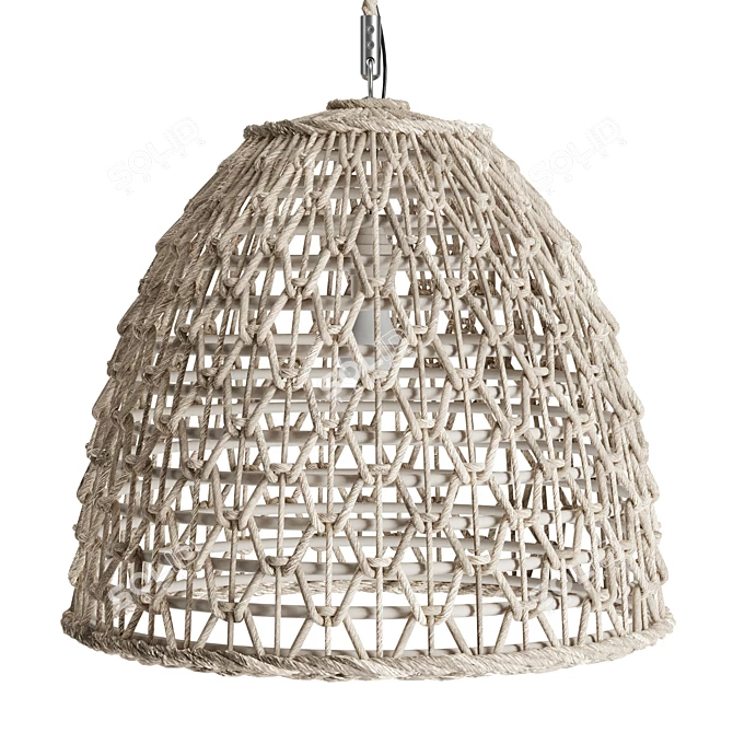 Natural Rattan Dome Pendant 3D model image 1