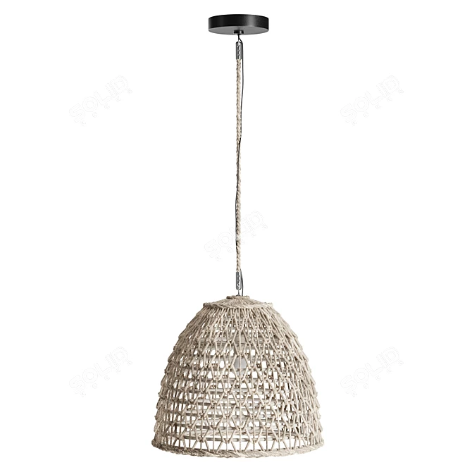 Natural Rattan Dome Pendant 3D model image 2