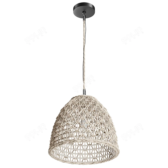 Natural Rattan Dome Pendant 3D model image 3