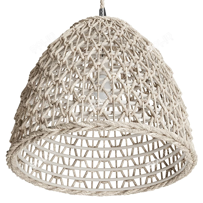 Natural Rattan Dome Pendant 3D model image 4