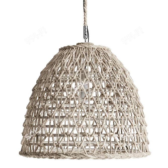 Natural Rattan Dome Pendant 3D model image 5