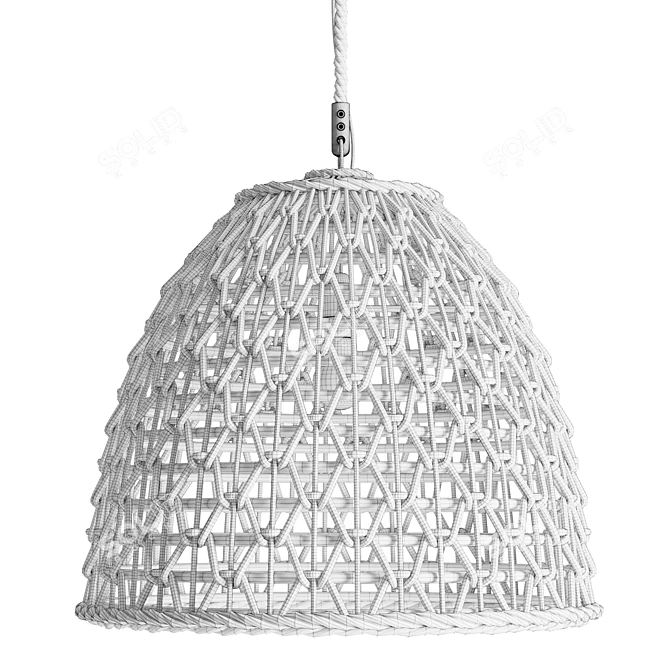 Natural Rattan Dome Pendant 3D model image 6