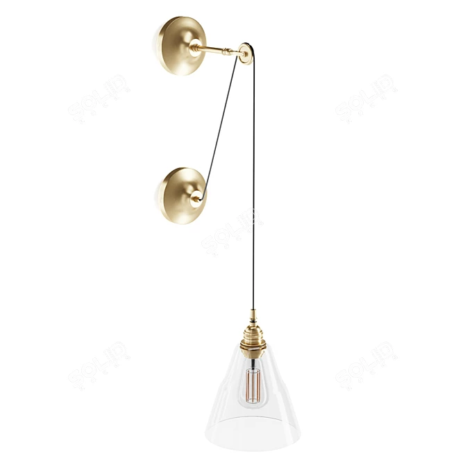 Elegant Pulley Mount Wall Light 3D model image 4