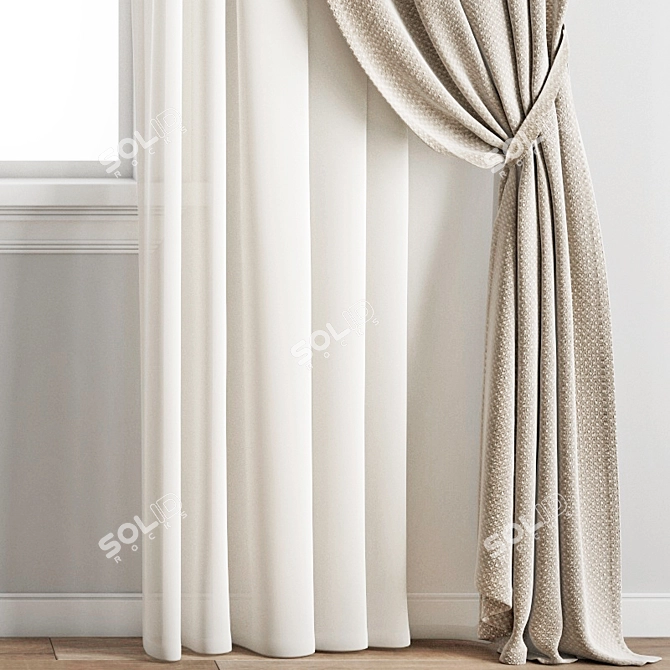 Elegant Polygonal Curtain Design 3D model image 3