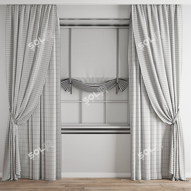 Elegant Polygonal Curtain Design 3D model image 4