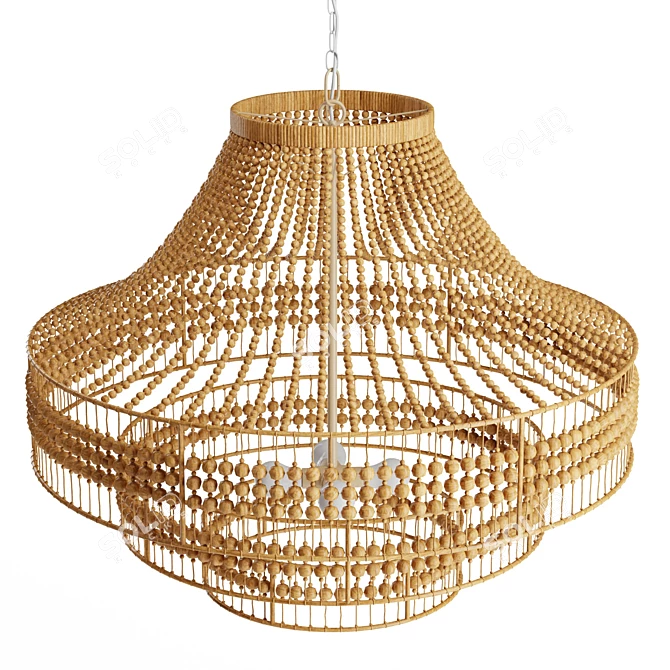 Tulane Abaca-Wrapped Tiered Chandelier 3D model image 4