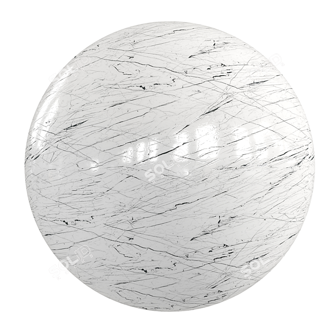 Monochrome Elegance: Black Stripes White Marble 3D model image 1