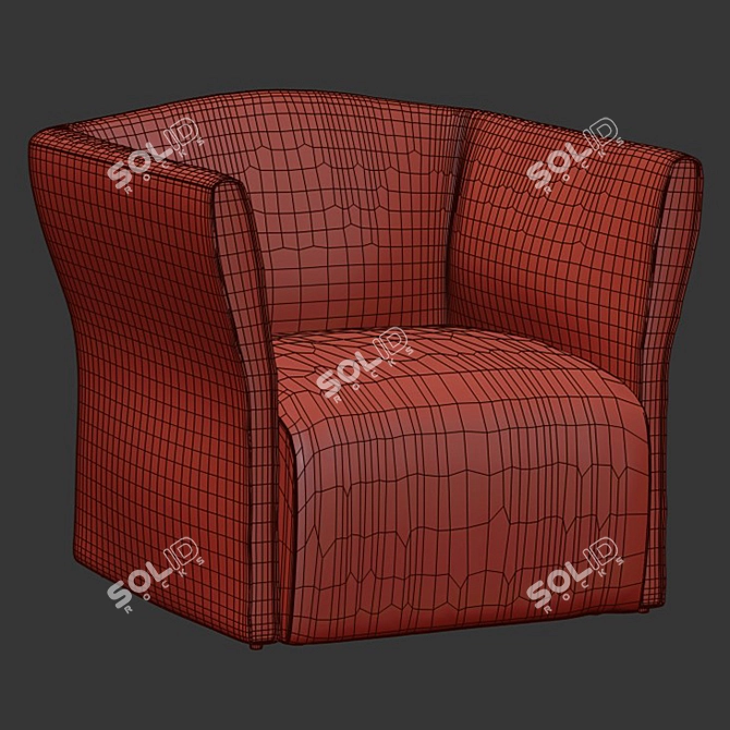 Modern Italian Fabric Armchair 3D model image 4