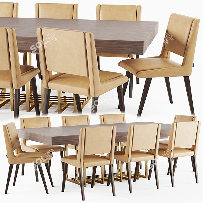 Modern Ryan Table & Rudolf Chair 3D model image 1