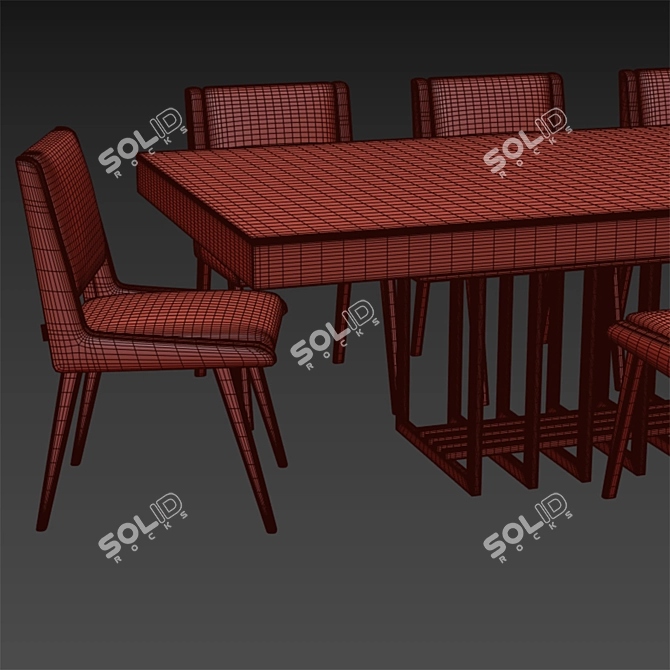 Modern Ryan Table & Rudolf Chair 3D model image 3
