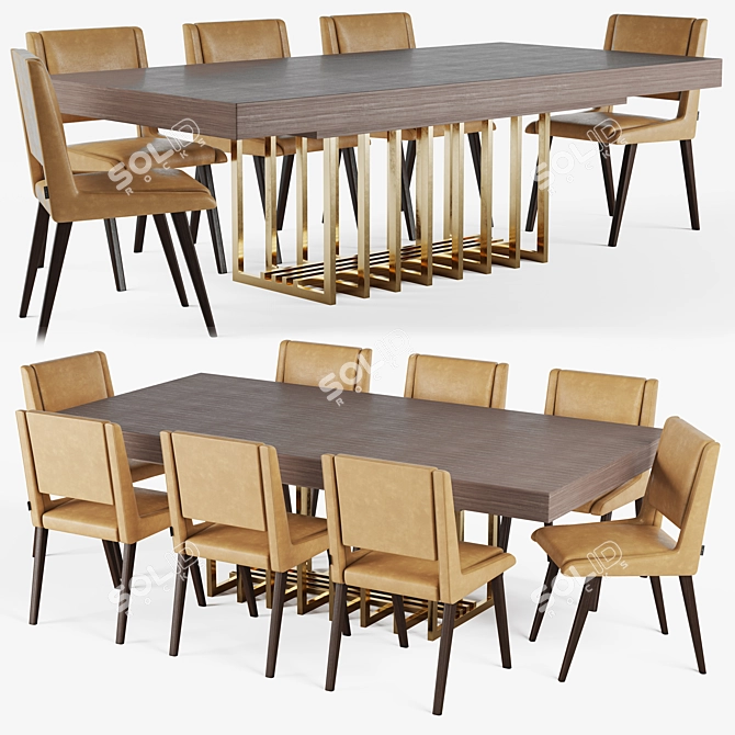 Modern Ryan Table & Rudolf Chair 3D model image 4