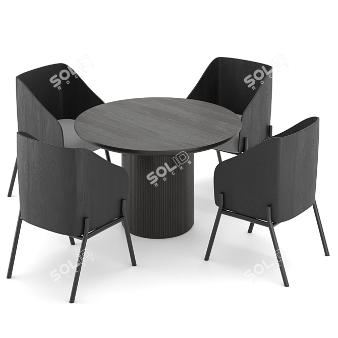 Modern GUBI Dining Table Set 3D model image 1