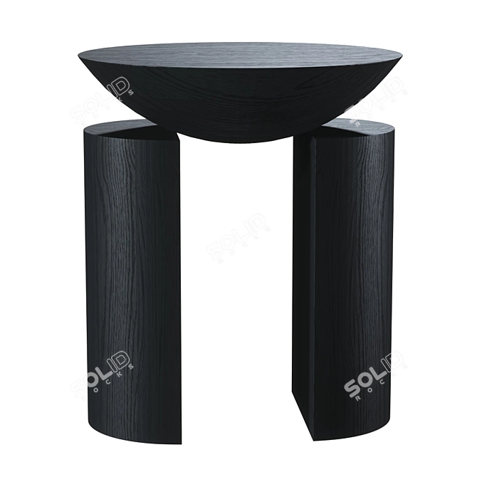 Tropical Hardwood Sculptural Side Table 3D model image 3