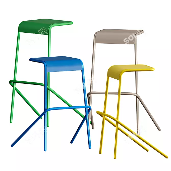 Title: Alodia Stool: Sleek, Stackable, and Stylish 3D model image 1