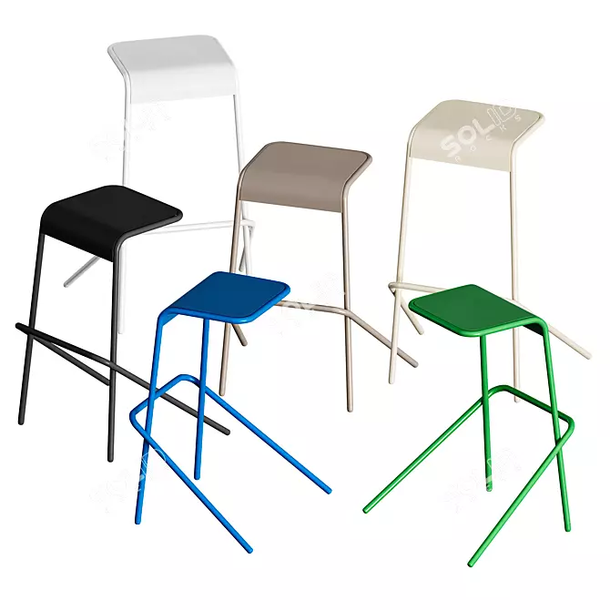 Title: Alodia Stool: Sleek, Stackable, and Stylish 3D model image 6